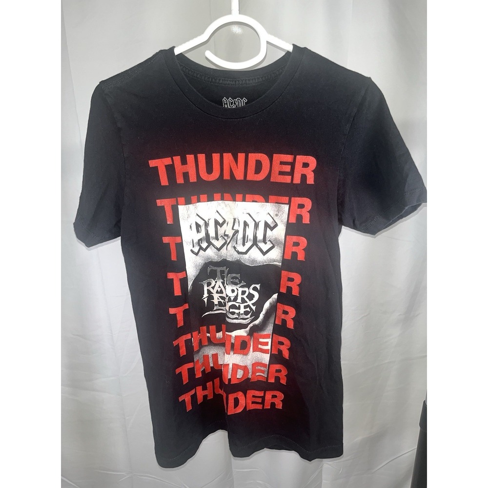 AC/DC The Razors Edge Thunder T-Shirt Graphic Rock Band Black Red Mens Small